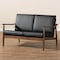 Baxton Studio Venza Walnut Wood Black Faux Leather 2-Seater Loveseat 140-7553 - alternate 8